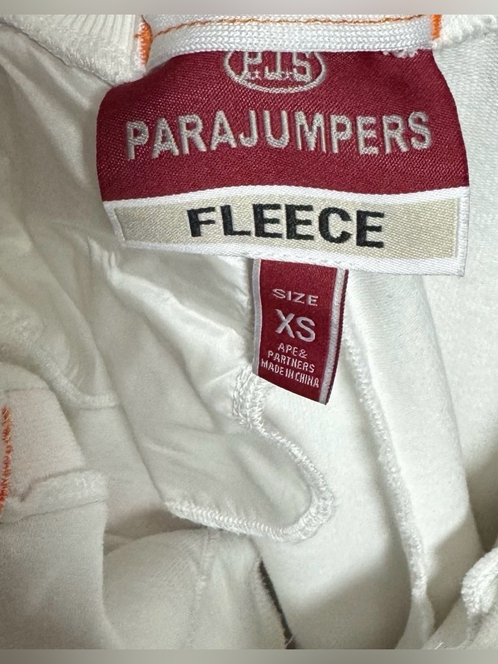 Parajumpers white orange fleece jogger pants elastic waist tapered XS womens - Picture 3 of 5